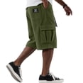 thumbnail image 2 of Men's Solid Corduroy Cargo Shorts Multi Pocket Elastic Drawstring Waist Relaxed Knee Length Streetwear Casual Workout Shorts, 2 of 6