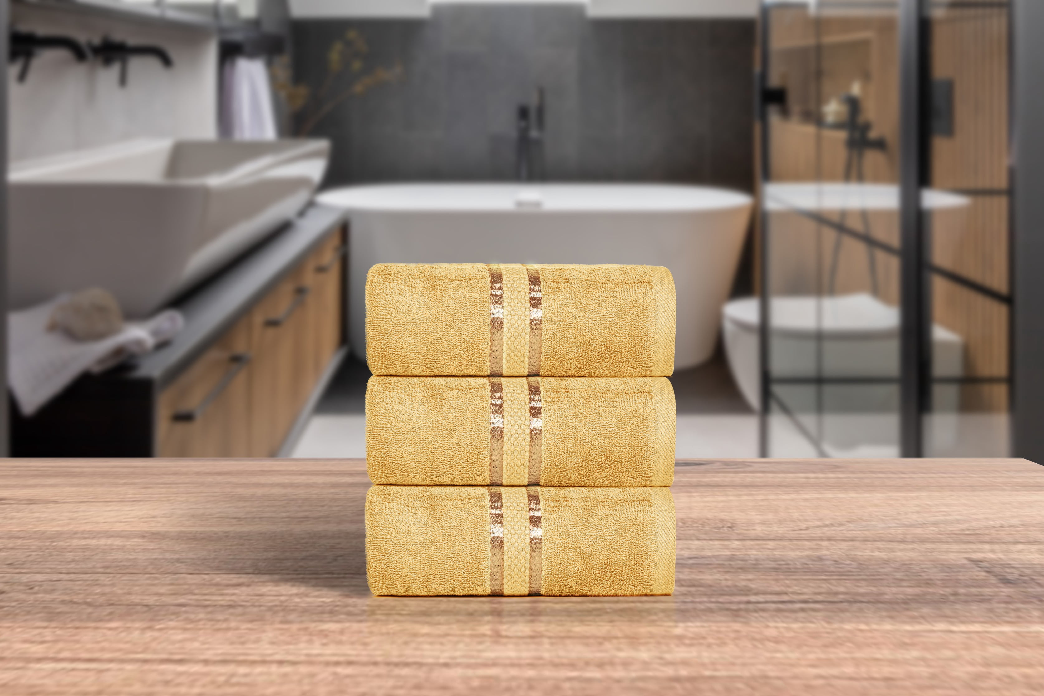 Dewalls Maisons 3-Pack Large Bath Towels, 100% Cotton 27x54 Inches, Quick Drying, Super Absorbent, Perfect for Daily Use, Bathroom & Hotel - Beige Color