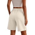 thumbnail image 5 of JoveMarine Women's Casual Wide Leg High Waisted Shorts - Slimming, Lightweight Drawstring, Comfy for Daily, Vacation, Hot Summer Days,Beige L, 5 of 6