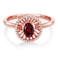 thumbnail image 2 of Gem Stone King 18K Rose Gold Plated Silver Red Rhodolite Garnet Ring for Women (0.98 Cttw, Oval 6X4MM, Gemstone January Birthstone, Size 7), 2 of 3