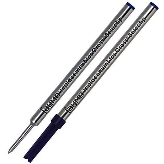 Jaymo Replacement for Cross Selectip 8521 - Measures 4.375 in / 111 mm Long - Gel Rolling Ball Pen Refill - 2 Blue