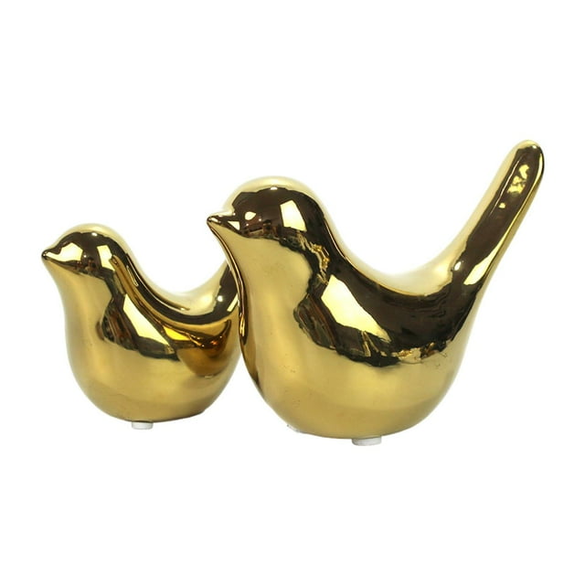 2 estatuas de pájaros, esculturas de animales, adornos de escritorio coleccionables, figuras decorativas para la entrada, estantería, mesa, centro de Oro