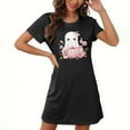thumbnail image 2 of Cxenplz Women's Novelty Halloween Nightgown Funny Pumpkin Ghost Graphic Sleepshirt Loose Crew Neck Short Sleeve Pajamas Dress, 2 of 3