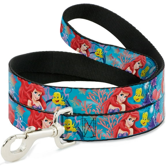 Disney Pet Leash, Dog Leash, Ariel Flounder Vivid Underwater Poses, 4 Feet Long 1.0 Inch Wide