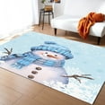 thumbnail image 3 of Light Blue Christmas Area Rug 4x6ft Snowman with Cap Xmas Snowflake Non-Slip Washable Square Rugs Soft Felt Indoor Floor Mat for Bedroom Kitchen Living Room Bathroom, 3 of 8