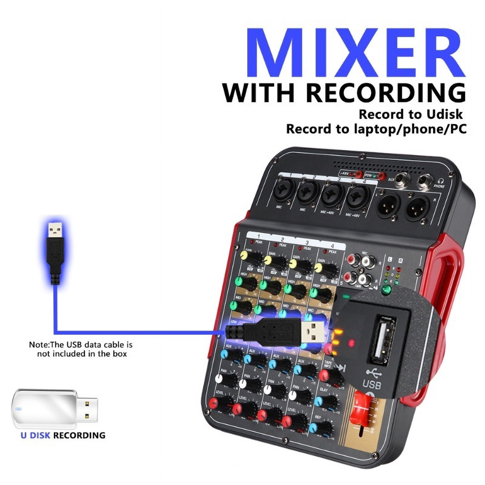 6-Channel Mixing Console Mixer Sound Mixing DJ Console for Outdoor Party Recording Studio