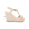 thumbnail image 2 of BLISSFUL STEP Mother's Day Women's Shoes Slingback Bohemia Rhinestone Open Toe Platform Heel Wedge Sandals Beige 7.5, 2 of 7