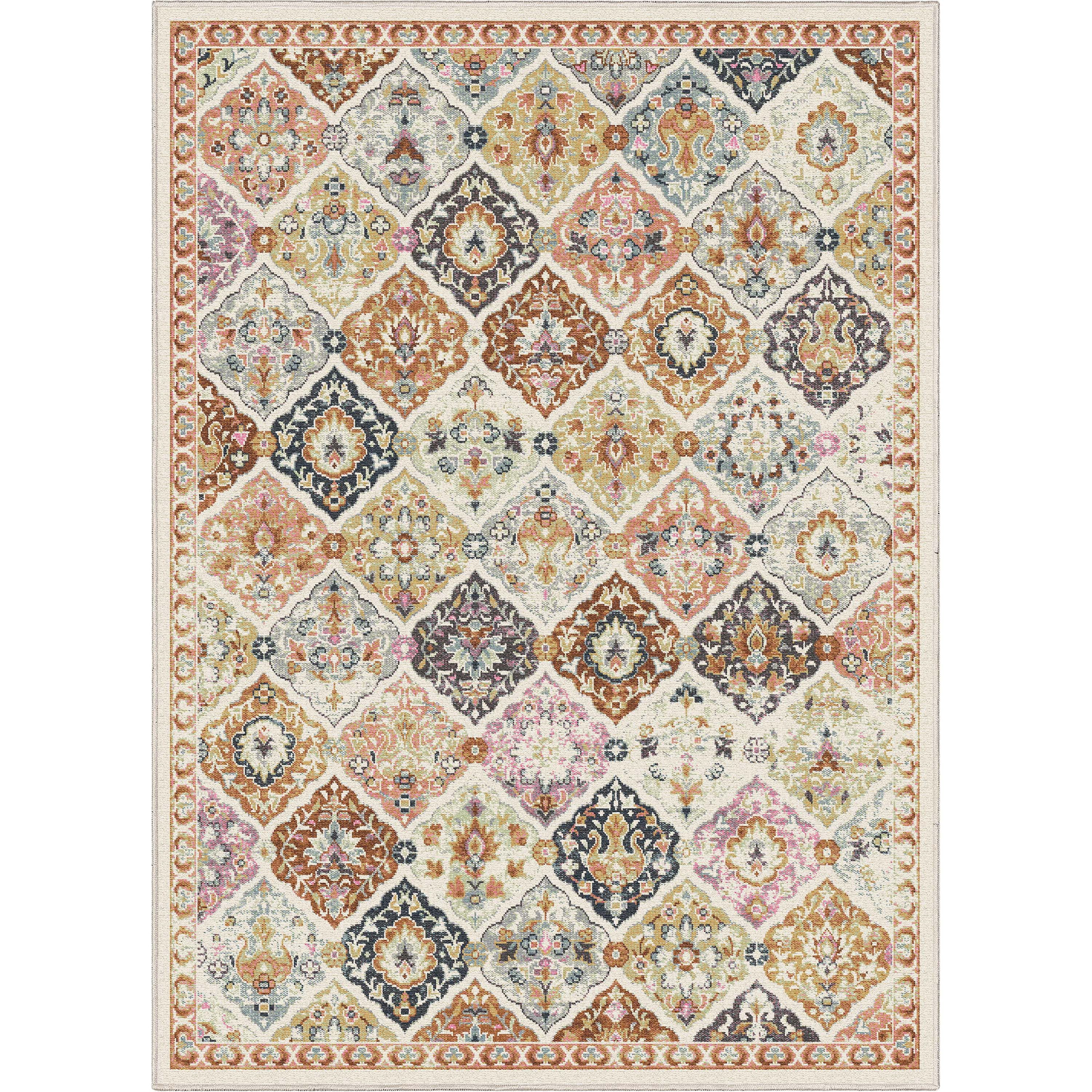 Well Woven Apollo Maeve Vintage Bohemian Geometric Multi Flat Pile Easy to Clean 5'3" x 7'3" Area Rug for Living Room Dining Room Bedroom and Kitchen