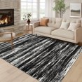 thumbnail image 2 of Nasitip Modern Stripe Black and Gray 5'x7' Area Rugs for Living Room Soft Low Pile Non-Sliping, Machine Washable, 2 of 7