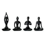 4 Yoga Pose Statue for Home Decor, Resin Meditation Statues Zen Yoga Figurine for Spiritual Room Decor Living Room Shelf Decor Accents- Black