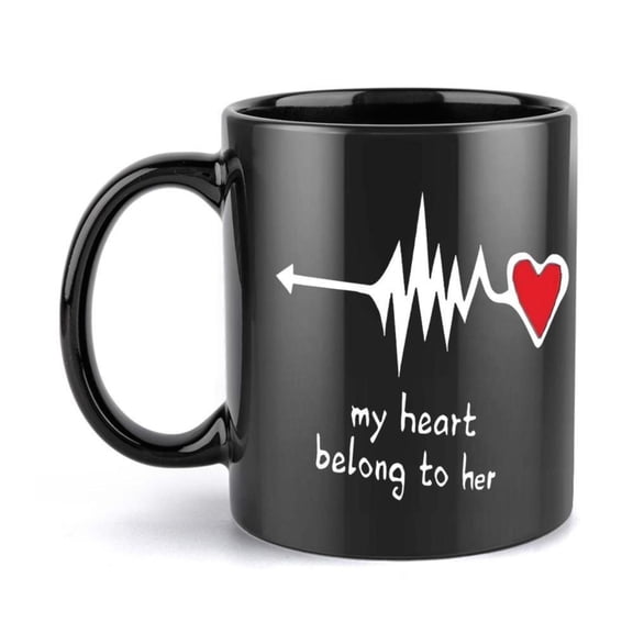 1pc Heartbeat Coffee Mug Black Cup with Heartbeat Line Design 11oz Ceramic Cup Hot Cold Drinks Birthday Valentine s Holiday Gifts Keepsake Her Him Couples Durable Everyday Special