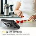 thumbnail image 5 of Phone Case for iPhone 14 Pro, 3 In 1 Cover with Ring Holder Kickstand Hybrid Shockproof Military Grade Protective Hard PC Soft Silicone Case for iPhone 14 Pro for Women Men, Black/Black, 5 of 5