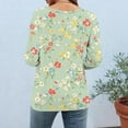 thumbnail image 6 of Fznquz Womens Tops Plus Size 3/4 Sleeve Trendy Floral Print T Shirts Button Work Green 2025 Women's Blouses, 6 of 7