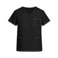 thumbnail image 3 of Yifymode Unisex V Neck Short Sleeve Medical Scrub Top, Three Pockets Lightweight Breathable Work Top Black L, 3 of 4
