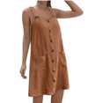 thumbnail image 2 of FcBaudy Camis Robe Sans Manches Col Rond, Robes pour Femmes, Robes d'Été pour Femmes Nouvelle Couleur Unie Robe Décontractée Ample et Confortable avec Bretelles Suspendues Robe Col Rond pour Femmes, 2 of 6