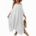 thumbnail image 2 of NIEWTR Swimsuit Coverup for Women Crochet Knit Crew Neck Short Sleeve Dress Vacation Outfits(White,One Size), 2 of 5