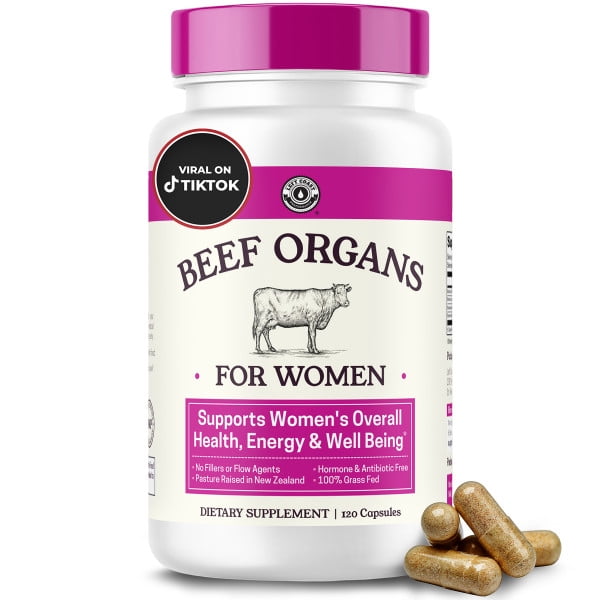 Left Coast Performance Beef Organ Supplement for Women, Unflavored, 120 Capsules