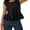 Black, variant on Rdhnmea Women Pleated Tank Tops Solid Color Round Neck Sleeveless Ruffed Shirt