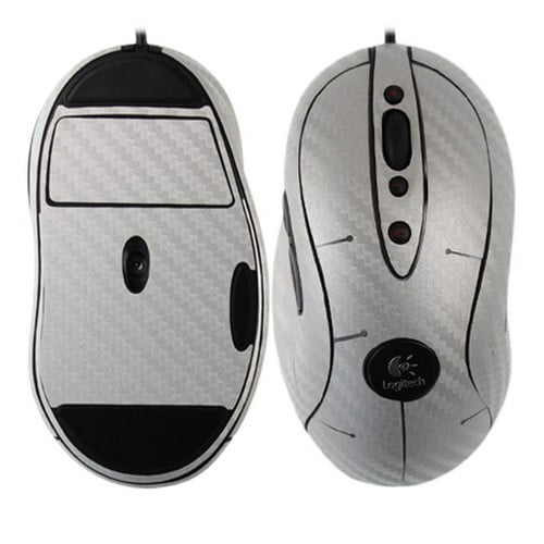 Skinomi Carbon Fiber Silver Skin Gaming Mouse Cover for Logitech MX518