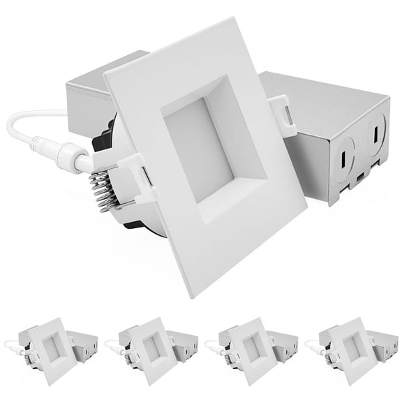 LUXRITE 3 In. LED Square Regressed Mini Panel Light, 5CCT, 9/12W, 750/1000LM, Dual Dimmable, 90 Beam, ETL Listed 4 Pack