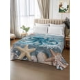 thumbnail image 2 of Blue Octopus Coastal Flat Sheet Only Twin Size, Soft Breathable Bed Top Sheets for Mattress, Summer Beach Ocean Starfish Coral Luxury Bedding Flat Sheets for Home Hotel Bedroom Bed Protection, 2 of 9