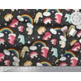 thumbnail image 3 of Soimoi Black Cotton Duck Fabric Rainbow & Unicorn Face Print Fabric by Yard 42 Inch Wide, 3 of 3