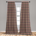 thumbnail image 5 of Ambesonne Checkered Curtains, Vintage Plaid Lines, Pair of 28"x95", Dark Blue Coral Cream, 5 of 5