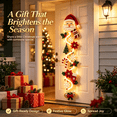 thumbnail image 3 of Glowing Christmas Door Hanger, Pre-lit Santa Claus with Warm LED Lights, Holiday Hanging Decor for Front Door Porch Indoor Outdoor, Easy to Hang by MPOISVA, 3 of 7