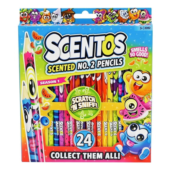 Scentos Scented Pencils - No. 2 Lead Pencils - For Kids Ages 3 and Up - 24 Pack - Party Favors, School Supplies Gifts for Child