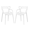 thumbnail image 1 of Modway Entangled 18" Modern Style PP Plastic Dining Chairs Set of 2, White, 1 of 4