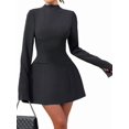 thumbnail image 3 of Women'S Long Sleeve Mock Neck Bodycon A-Line Backless Mini Dress Tank Short Party Dress, 3 of 10