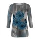 thumbnail image 2 of Gibobby Camisa Elegante Para Mujer Camisas de manga 3 de 4 para mujer, cuello redondo, estampado de pétalos florales, camisas casuales sueltas y cómodas, blusa（Gris， M), 2 of 4