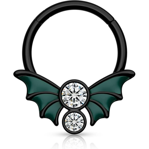 shiyou-Halloween Septum Rings 16G Black Wing Septum Jewelry Dangle Spider Helix Daith Earrings 316L Stainless Steel Helix Daith Piercing Jewelry