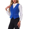 thumbnail image 4 of CHALECO DE VELVET INSPIRE CHIC PARA MUJERES, SIN MANGAS, ESTILO RETRO, BLAZER STEAMPUNK, VESTIDO ELEGANTE, TALLA M, AZUL REAL, 4 of 6