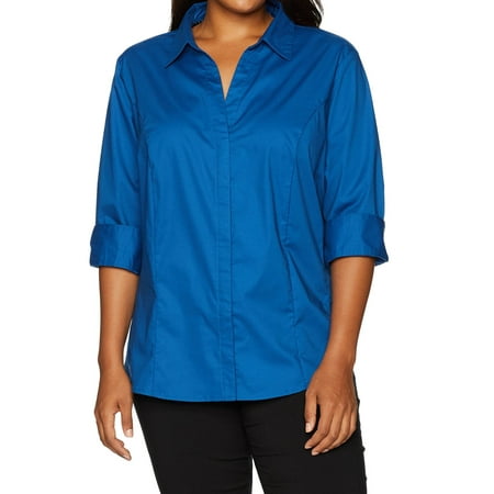 Riders by Lee Indigo Women's Plus Size Easy Care ¾ Sleeve Woven Shirt ...