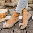 thumbnail image 3 of Rokment Women's Bow Wedge Strappy Ballet Flat for Ladies 2026 Spring Fall Suede Fashion Casual Pointed Toe Low Heel Slip on Dress Shoes C Size 9.5, 3 of 7