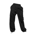 thumbnail image 6 of CPNG Girls Casual Baggy Cargo Pants Straight Wide Leg Cargo Pants Loose Elastic Waist Fashion Drawstring Cargo Trousers(Black,11-12 Years), 6 of 7