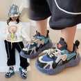 thumbnail image 2 of HBFAGFB Espadrilles Filles Tendance Printemps Automne Lacets Chaussures de Course Color Block Chaussures Enfants Bleu Taille g, 2 of 5