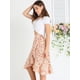 thumbnail image 4 of Falda Cruzada de Verano Allegra K con Dobladillo Alto y Bajo y Lazo Floral Blanco S, 4 of 6