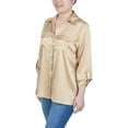 thumbnail image 2 of Petite 3/4 Sleeve Roll Tab Satin Blouse, 2 of 3