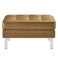 thumbnail image 3 of Tufted Ottoman Accent Chair, Tan, Vegan Leather, Industrial Living Lounge Cafe Lobby Hospitality Restaurant, Modern Contemporary HB36907, 3 of 7