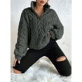 thumbnail image 4 of Winter Fleece Jacket for Women Zipper Stand Collar Casual Coats with Pockets Dark Gray M, 4 of 9