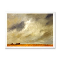 Designart 'Desert Farmhouse Under Cloudy Sky I' Farmhouse Framed Art Print