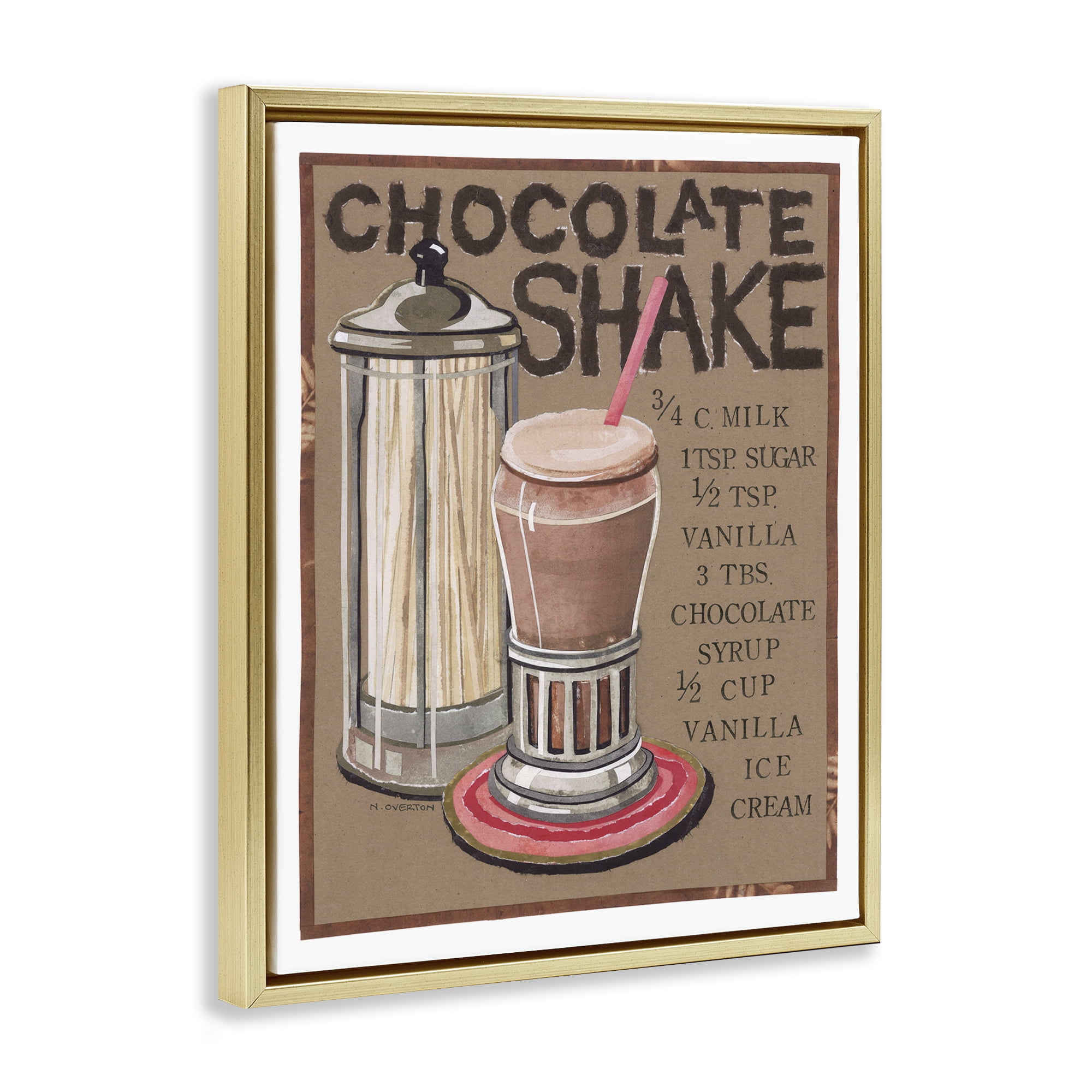 Stupell Industries Chocolate Shake Recipe Food & Beverage Painting Gold Floater Framed Art Print Wall Art, 25 x 31
