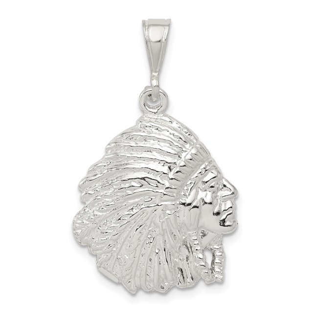Pendentif en Forme d'Homme Indien Poli en Argent Sterling 925