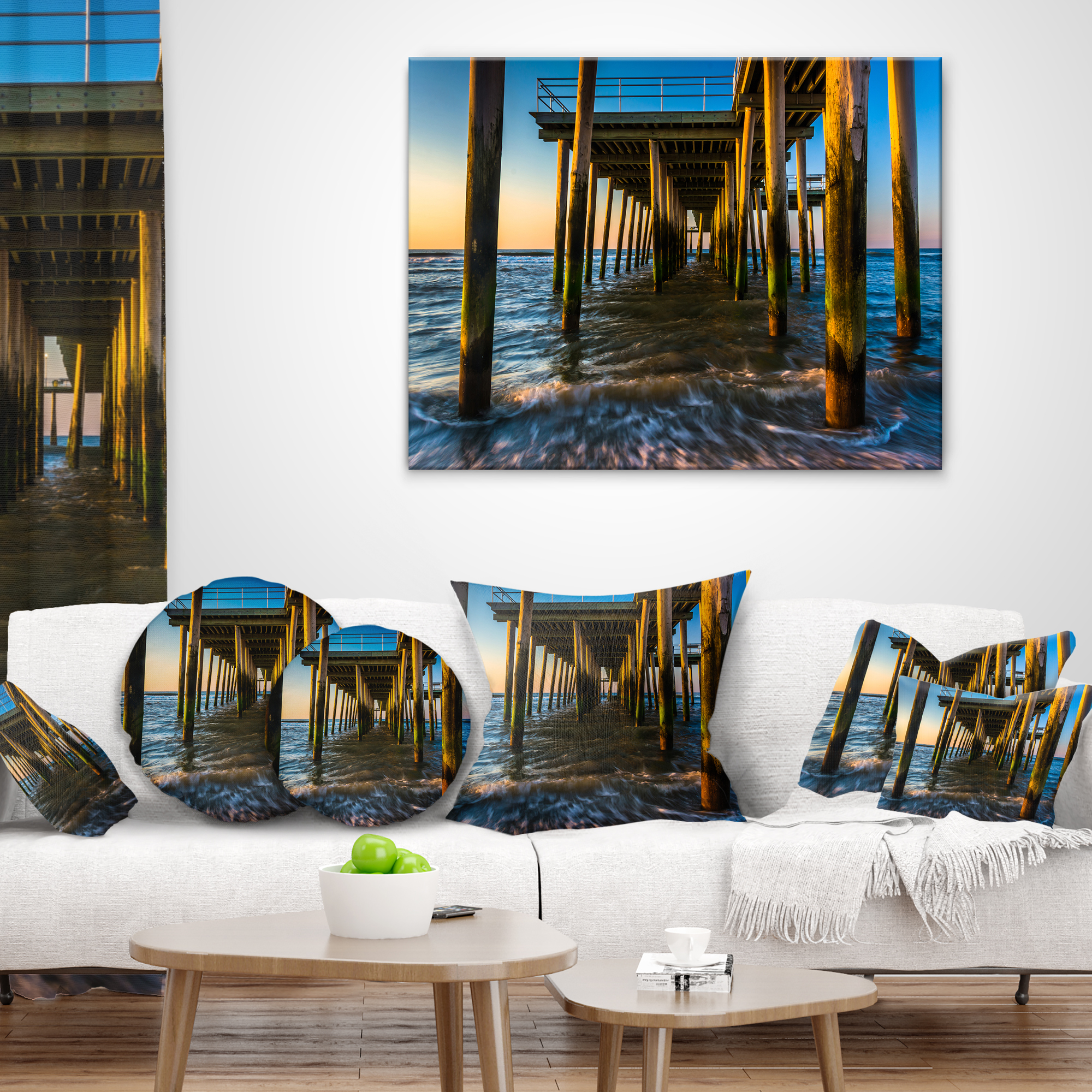 Designart 12" x 20" Blue Polyester Throw Pillow