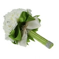 thumbnail image 3 of Beautiful Wedding Bouquet Bridal Bridesmaid Flower wedding bouquet artificial flower bouquet white bridal bouquets-Green Ribbon, 3 of 4