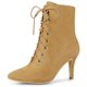 thumbnail image 1 of Botines Tacón De Aguja Punta Estrecha Cordón Arriba Cremallera Para Mujeres Allegra K Camello 36, 1 of 7