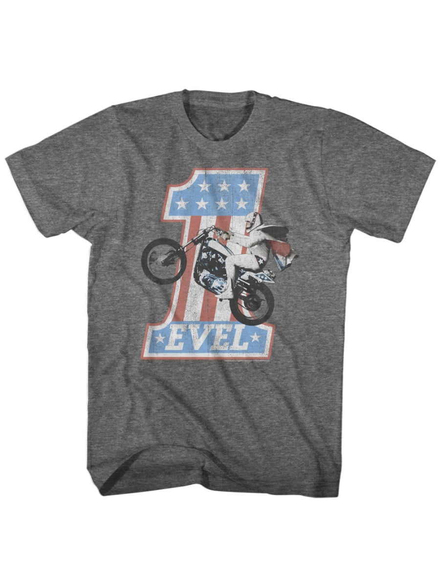 Evel Knievel Motorcycle Daredevil Stars & Stripes Name  Licensed Adult T Shirt 