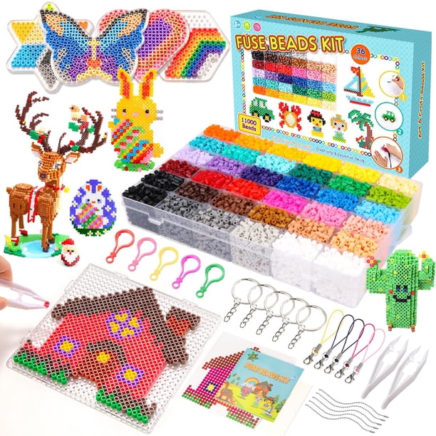 Kit Fuse Beads Meland, 11 000 unidades, 36 colores, para niñas de 5 a 12 años